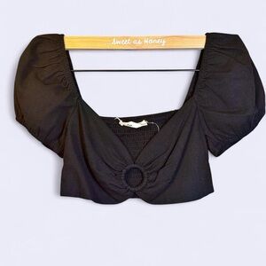 Black Puff Sleeve Top